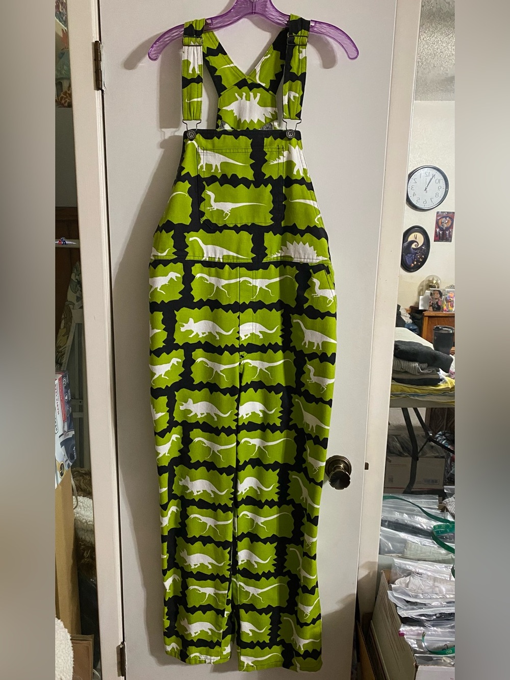 Dinosaur overalls, homemade